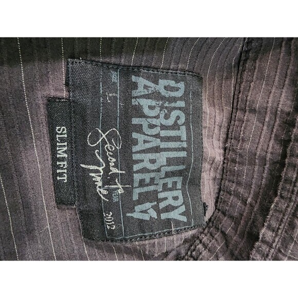 Distillery Apparel Black Striped Button Up Shirt Mens Size Large Slim Fit - Picture 6 of 6